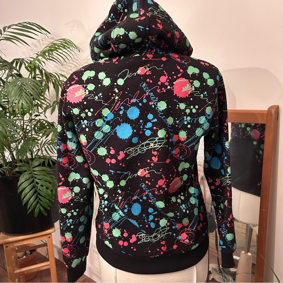 Switch Retro 90s Splatter Neon Paint Hoodie Sweatshirt Junior 12-14 W Small - Picture 5 of 8